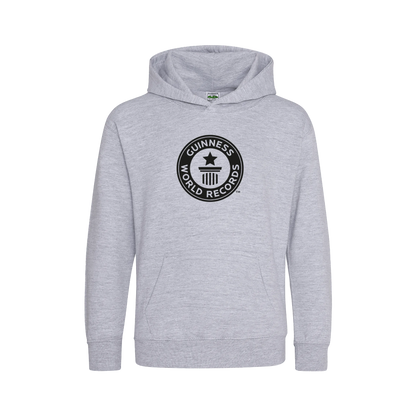 Guinness World Records Kids Hoodie Black Logo-Heather Grey
