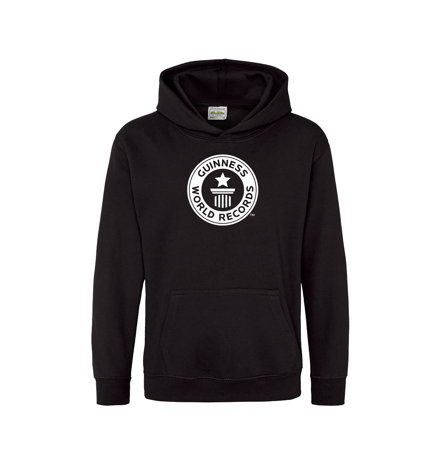 Jet Black Guinness World Records Kids Hoodie - White Logo