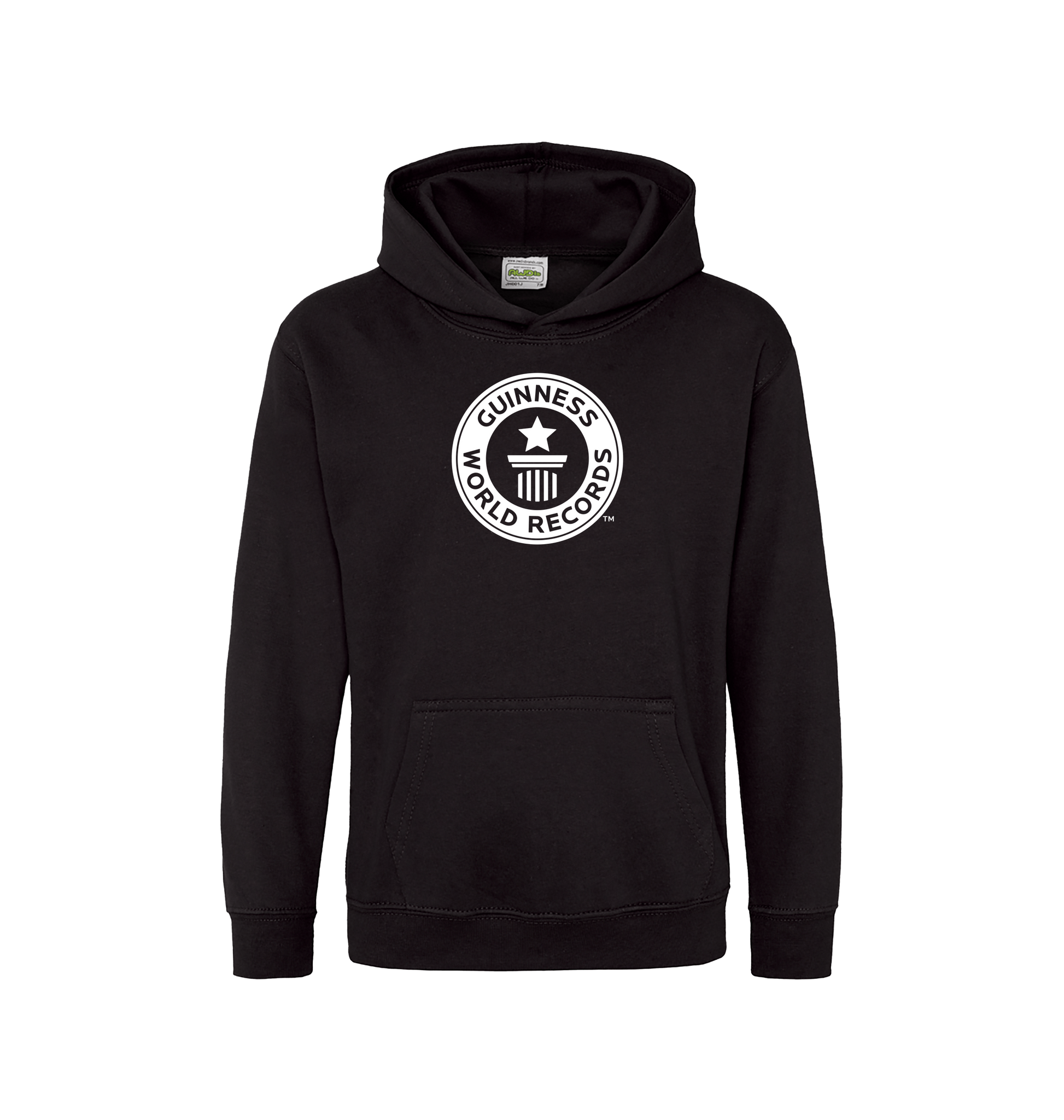 Jet Black Guinness World Records Kids Hoodie - White Logo