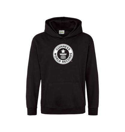 Jet Black Guinness World Records Kids Hoodie - White Logo