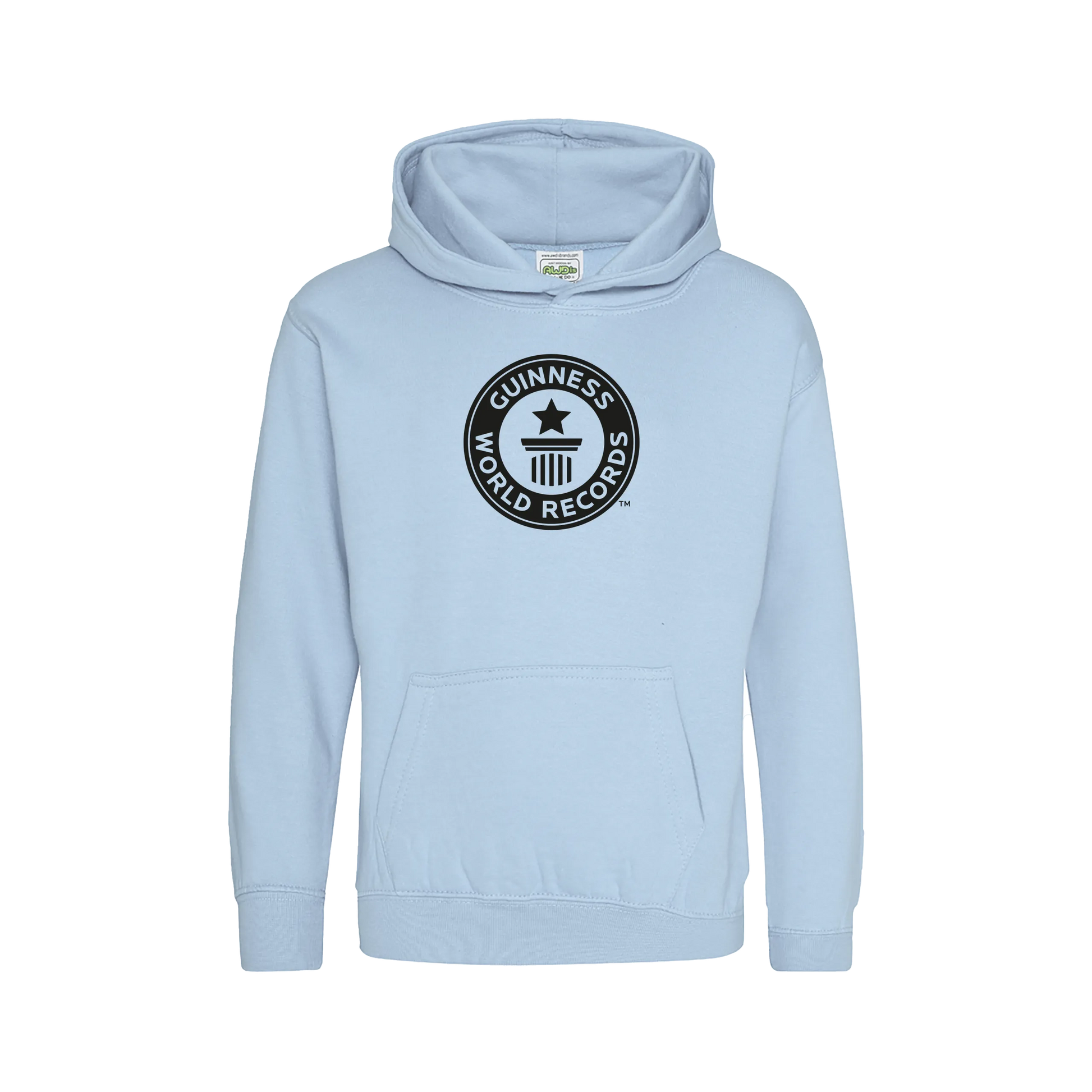 Guinness World Records Kids Hoodie Black Logo-Sky Blue