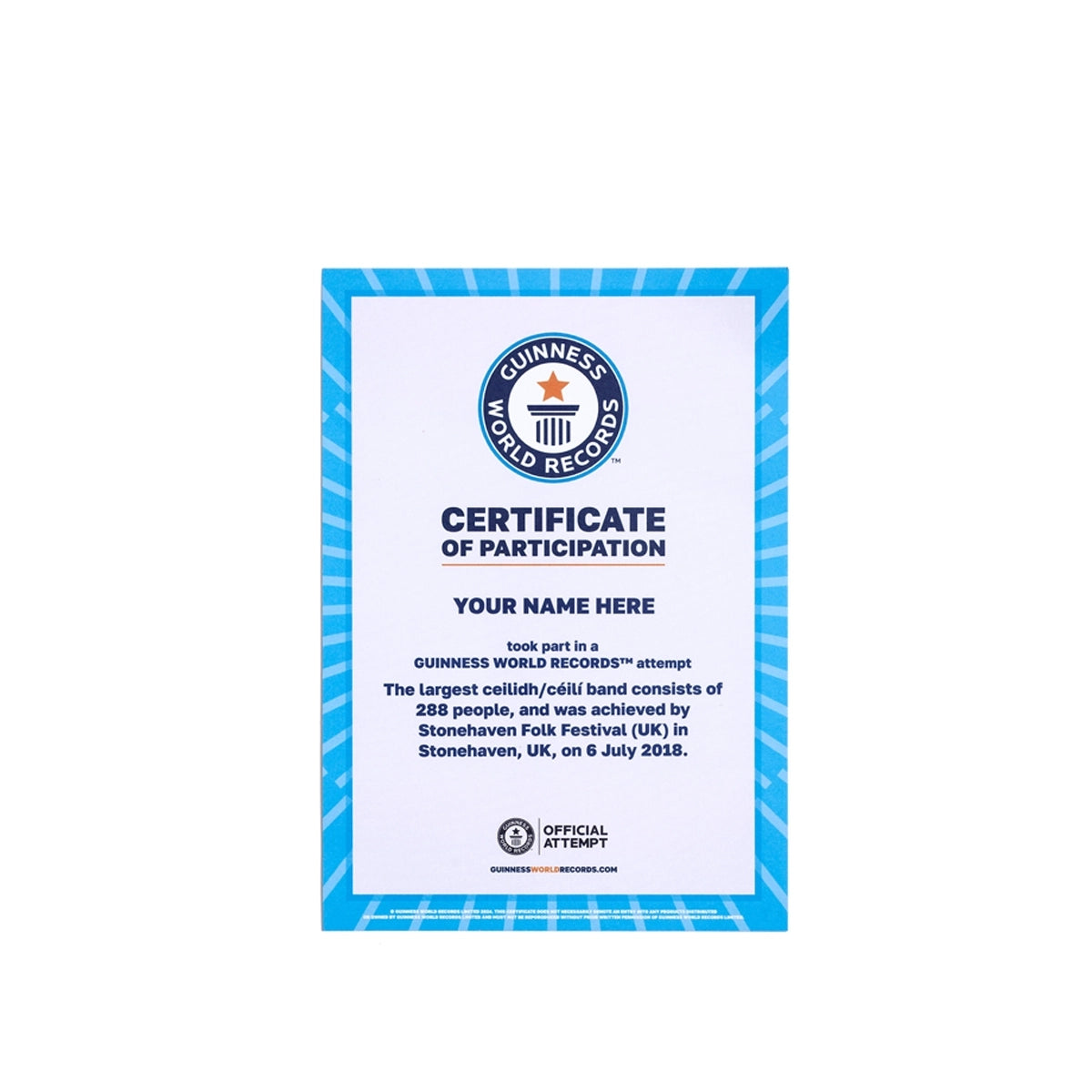 Printed Certificate Of Participation