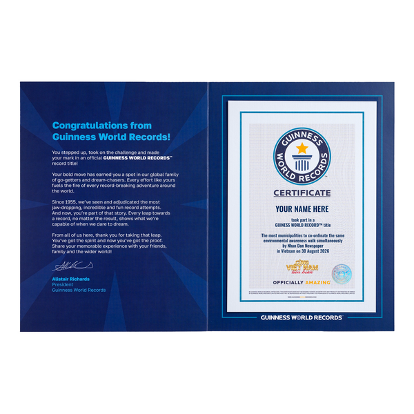 Record Participant Certificate Most Municipalities to Co-ordinate the Same Environmental Awareness Walk / <p style="color: #d9534f; font-weight: bold;">   Special Price Available Until Sep 9, 9:00 AM BST — Don't Miss Out! </p>