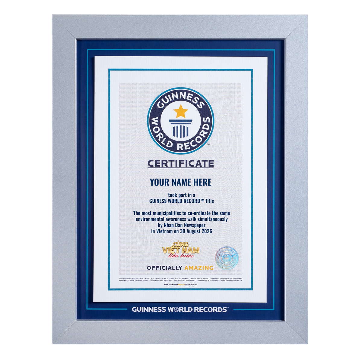 Record Participant Certificate Most Municipalities to Co-ordinate the Same Environmental Awareness Walk / <p style="color: #d9534f; font-weight: bold;">   Special Price Available Until Sep 9, 9:00 AM BST — Don't Miss Out! </p>