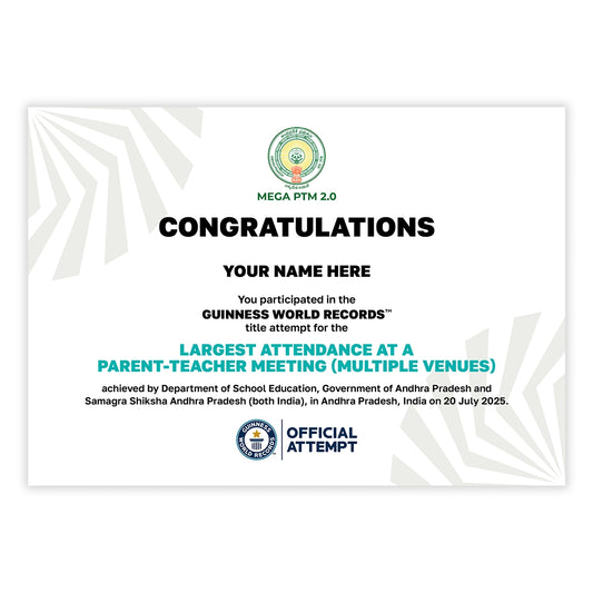 Digital Participation Certificate Largest Attendance at a Parent-Teacher Meeting (multiple venues)