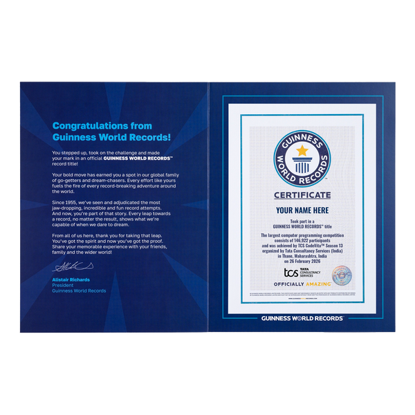 Record Participant Certificate The Largest Computer Programming Competition