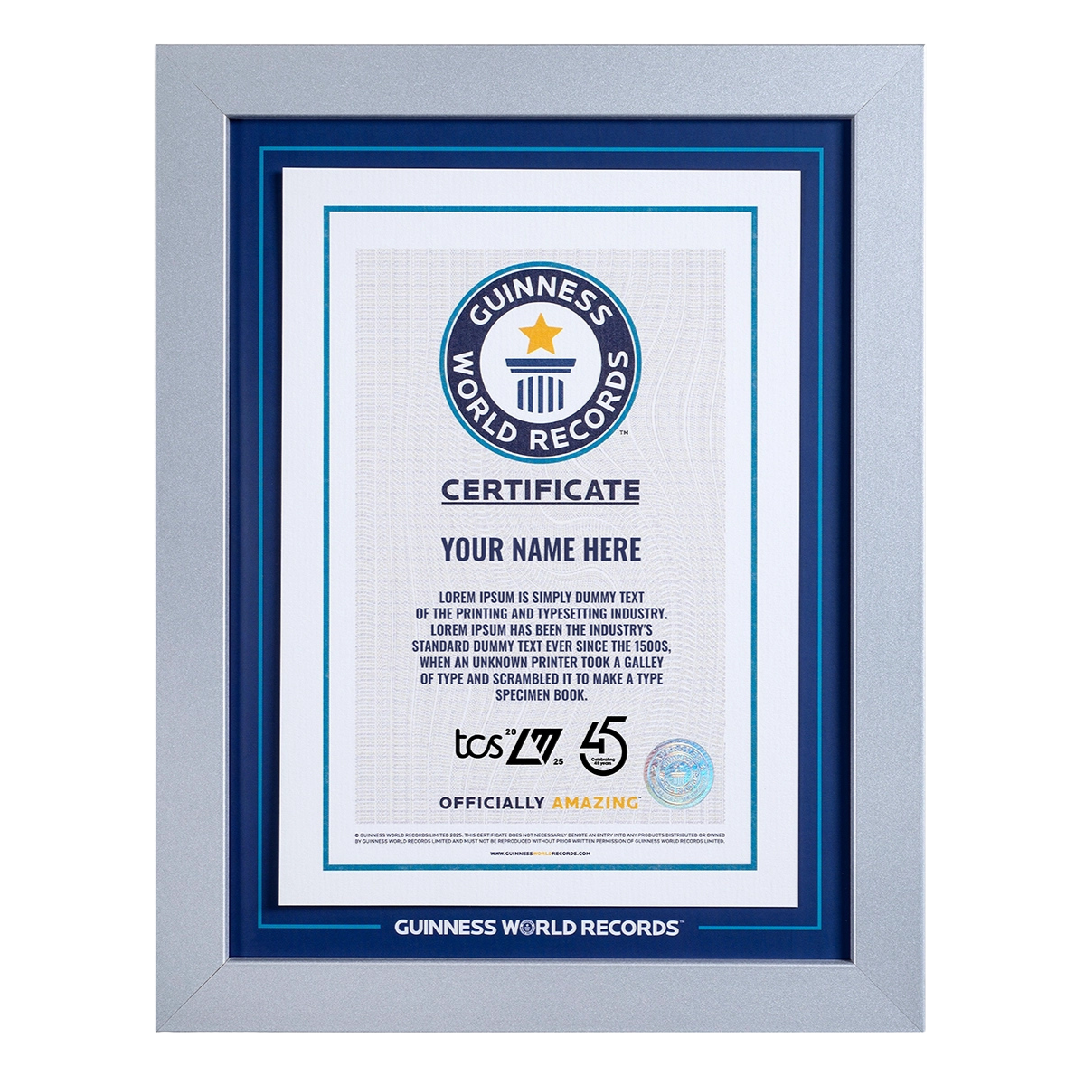 Record Participant Certificate TCS London Marathon 2025