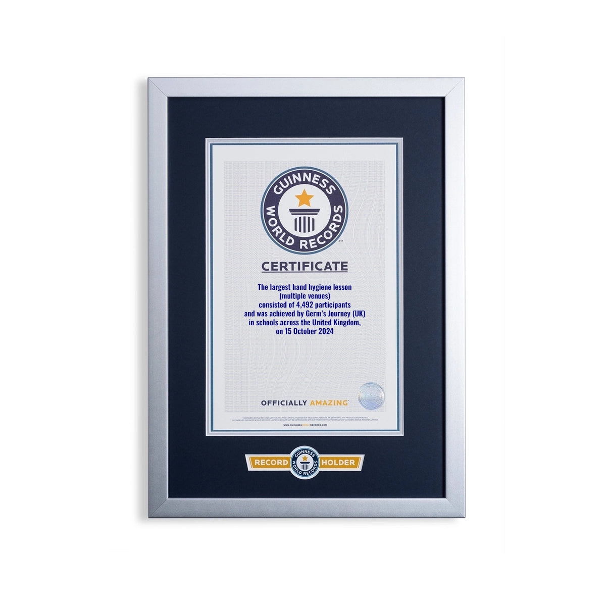 Record Holder Certificate The Largest Hand Hygiene Lesson