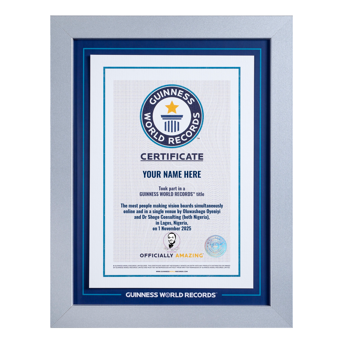 Record Participant Certificate The Most People Making Vision Boards Simultaneously