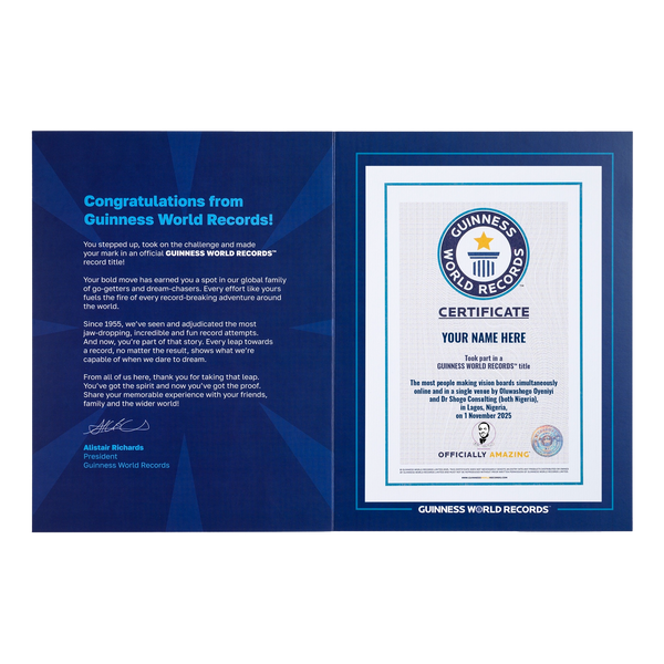 Record Participant Certificate The Most People Making Vision Boards Simultaneously