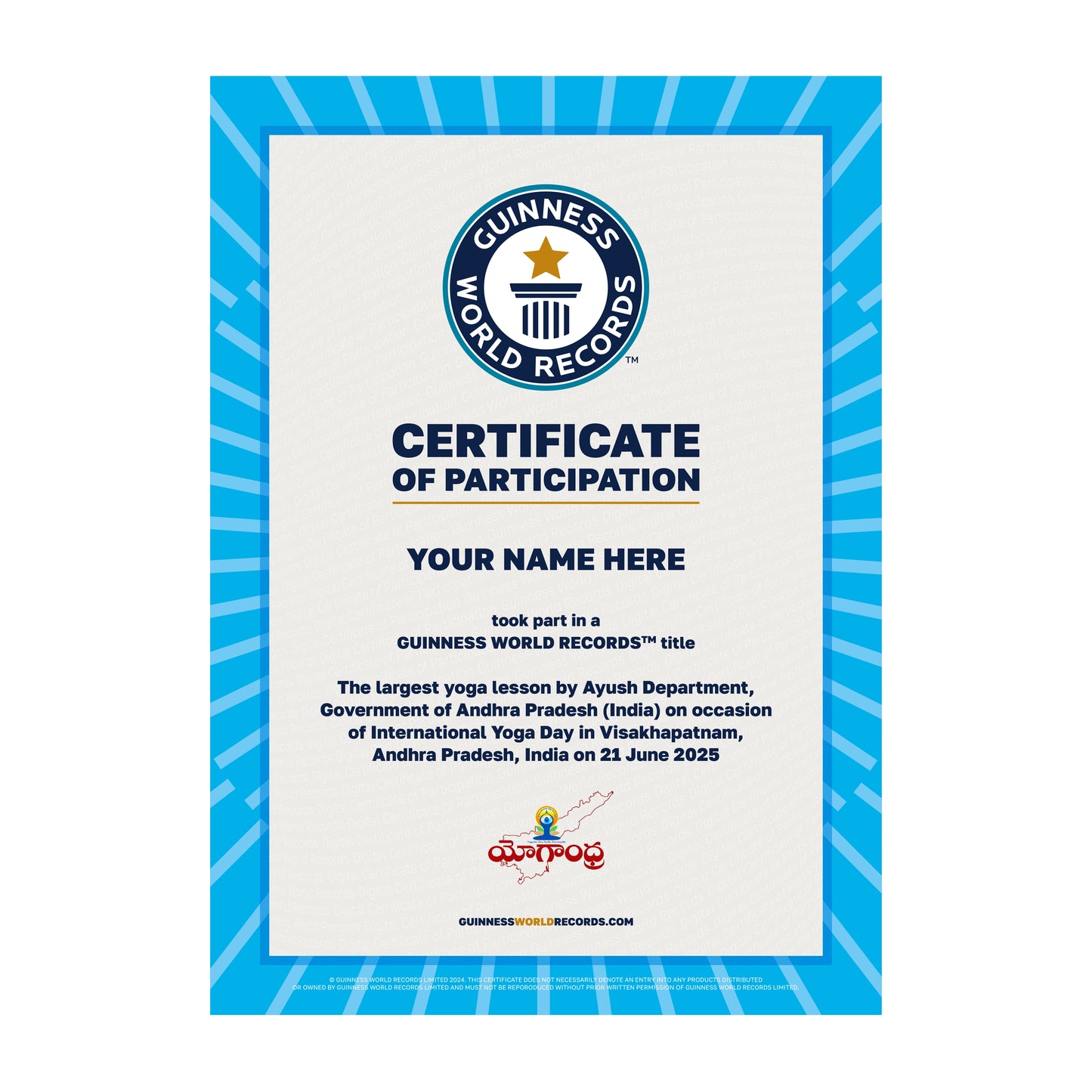 Digital Certificate of Participation The Largest Yoga Lesson