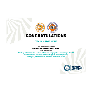 Digital Participation Certificate Largest Online Video Album of People Singing the Same Song