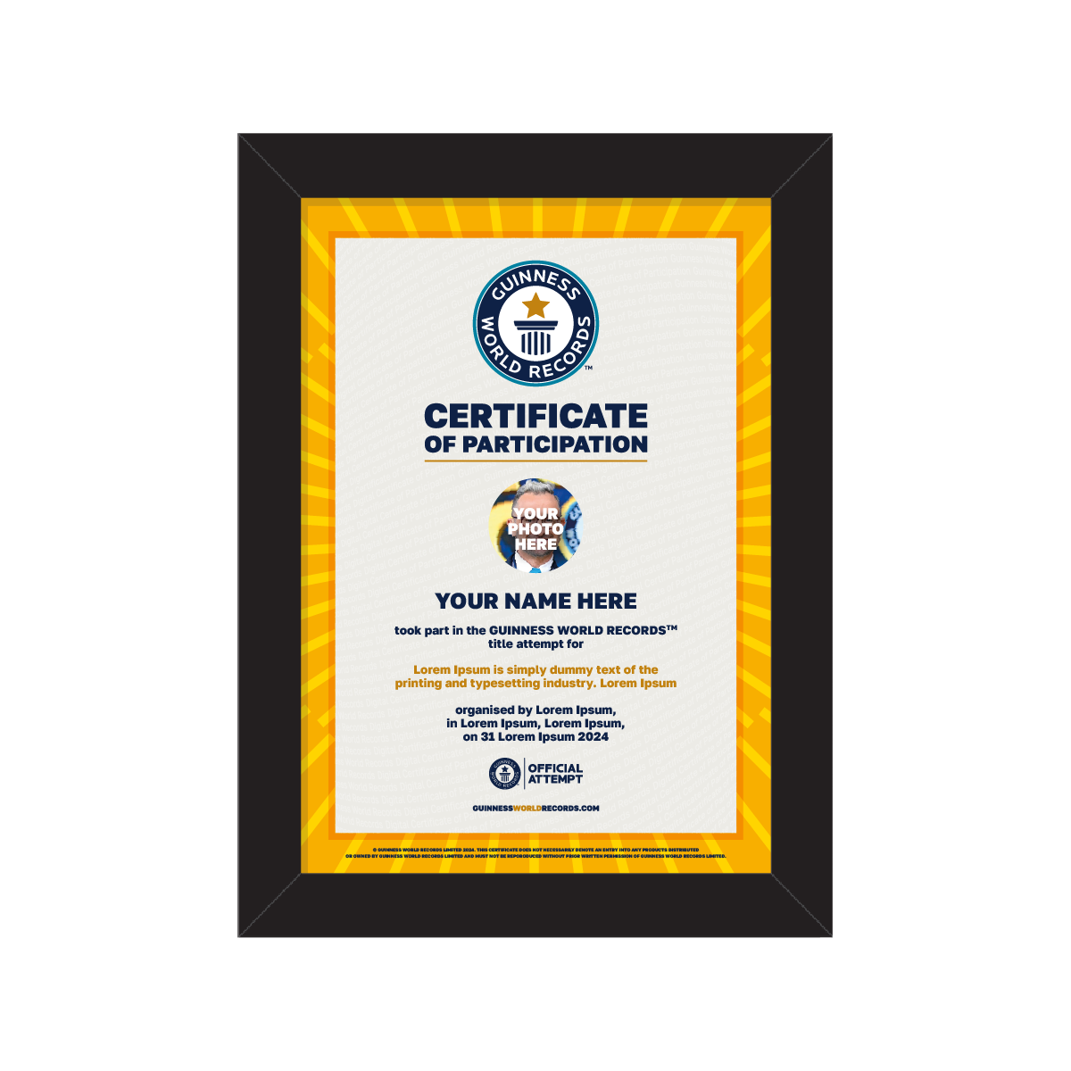 Guinness World Records Certificate of Participation