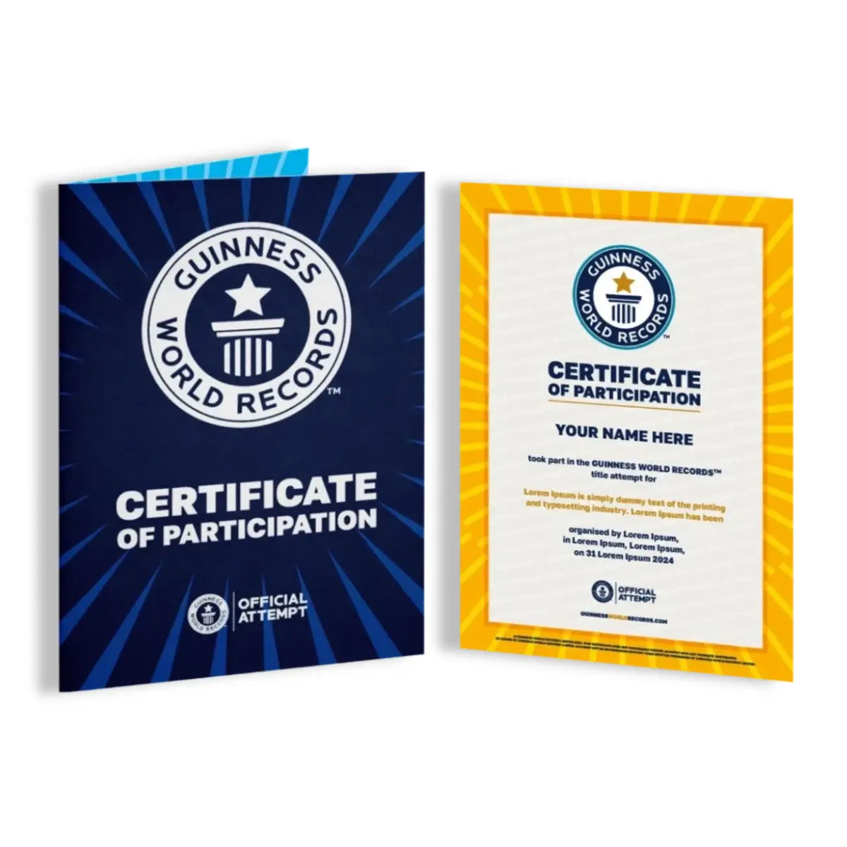 Guinness World Records Certificate of Participation- Yellow