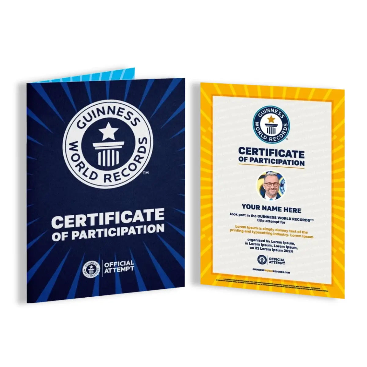 Guinness World Records Certificate of Participation- Yellow
