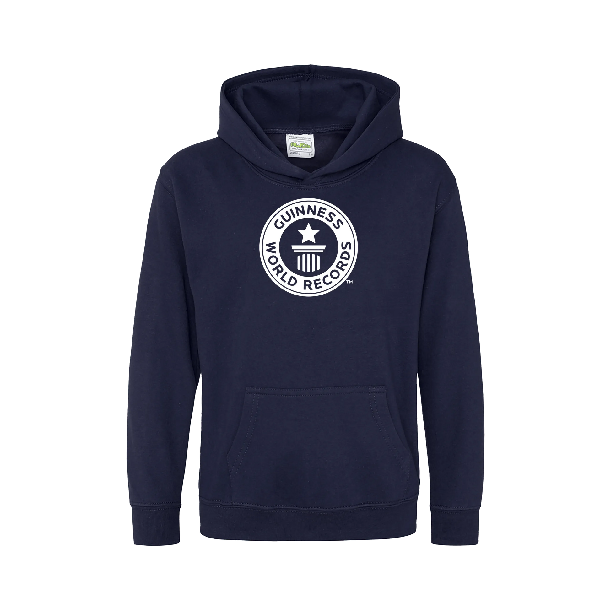 Guinness World Records Kids Hoodie White Logo-Oxford Navy